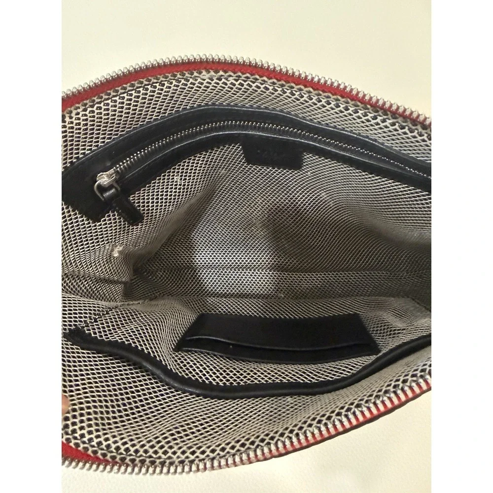 MCM Red Pebbled‎ Clutch Wristlet with Logo Accent Wrist Strap